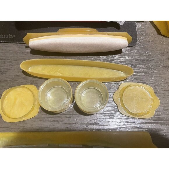 Vintage Yellow Celluloid Vanity Dresser Set With Mirror Brush Comb Nail Tools Po - Picture 9 of 12